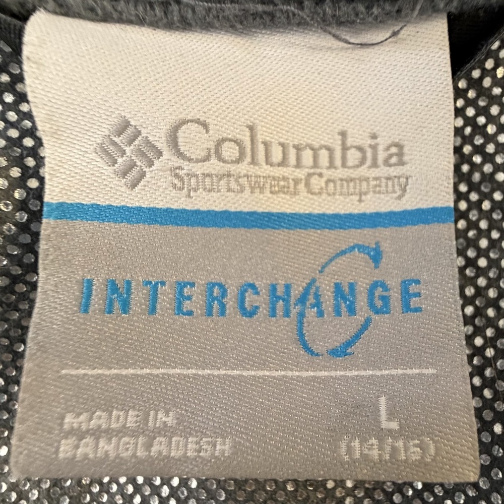 Columbia Interchange Omni-Tech Jacket Boys L Black Gray Geometric Hooded Outdoor - Picture 4 of 4